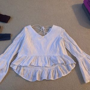 White Cropped Festival Long Sleeve Top